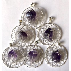 Pendant Silver Dreamcatcher with Amethyst Pendant Silver Dreamcatcher with Amethyst